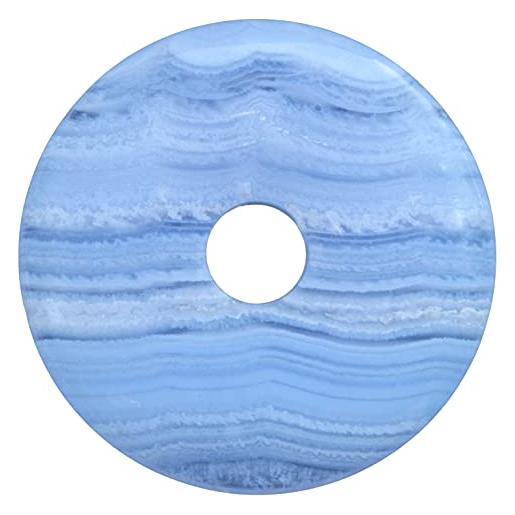 Lebensquelle Plus calcedonio, ciambella blu, diametro 40 mm, pietra semipreziosa, ossidiana