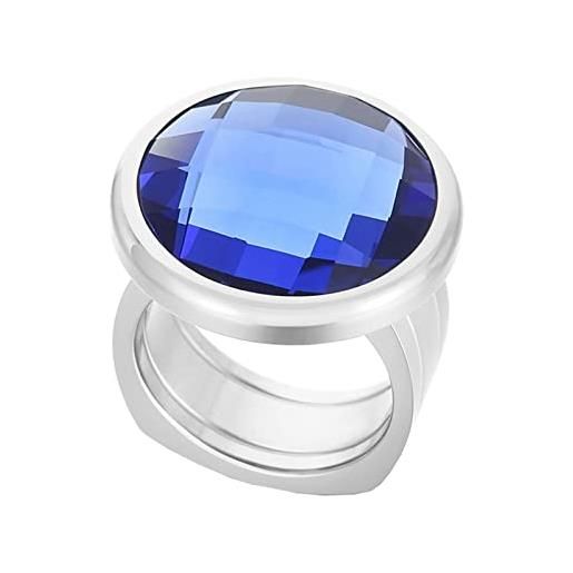 Gualiy anelli donna acciaio inossidabile, anello donna argento con grande rotondo zirconia cubica anello misura 20