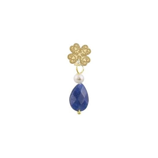 Lebole Maison lebole gioielli orecchino singolo a lobo da donna gotico romantico quadrifoglio goccia blu perla