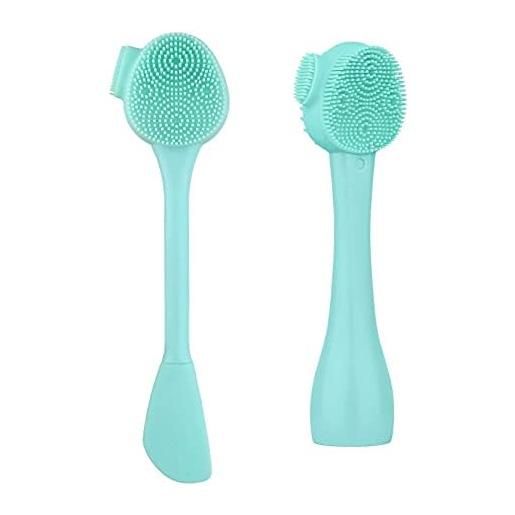 XZYZYW spazzola di pulizia manuale in silicone, spazzola per la pulizia del viso all-in-one, spazzola esfoliante, applicatore crema, molto adatto per la pulizia del viso, manutenzione e trucco, 2pcs (blu)-
