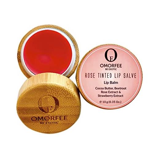 OMORFEE BE EXOTIC OF omorfee balsamo per labbra idratante e colorato al 100% al gusto di fragola. Tinted and moisturizing lip balm treatment strawberry flavor- 10g/0.35oz