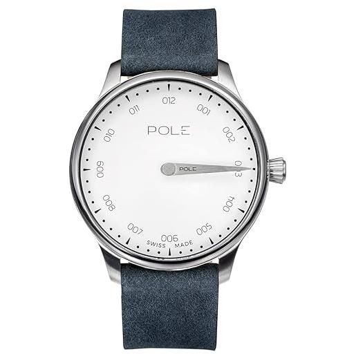 POLE watches - collezione akili - orologio monolancetta svizzero analogico al quarzo per uomo, bianco, striscia