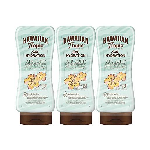 Hawaiian tropic - lozione doposole silk hydration air soft, confezione da 3 pezzi da 180 ml cadauno