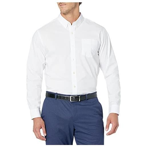 Dockers camicia comfort flex a maniche lunghe con vestibilità classica (standard e grande e alto) button-down, carta bianca-solido, xl uomo