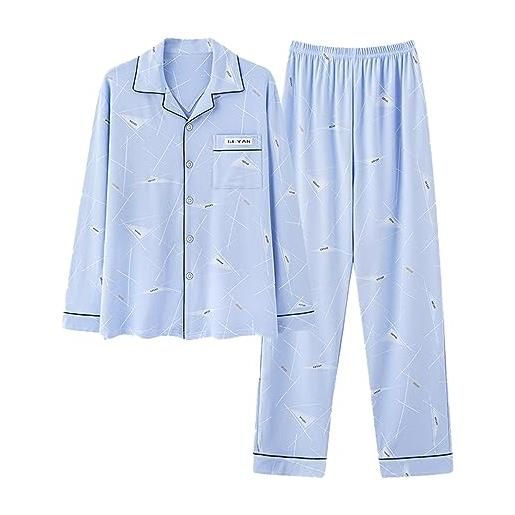 Generic pigiama 2 pezzi set manica lunga pantaloni lunghi pigiama uomo set con tasche pigiami può essere indossato fuori loungewear, 117,4xl