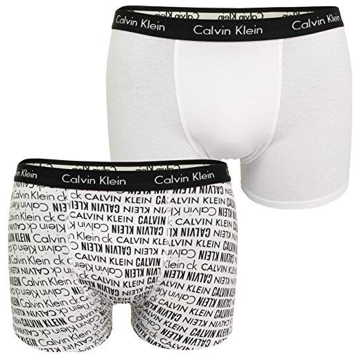 Calvin Klein pantaloncino boxer uomo confezione da 2 cotone elasticizzato, multicolore (white pr/white), 10-12 anni