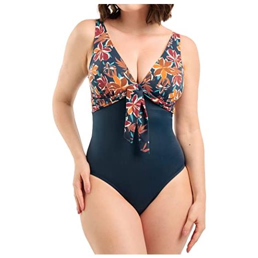 Sans Complexe bain staycation one piece swimsuit, stampa floreale blu, 46-48 women's