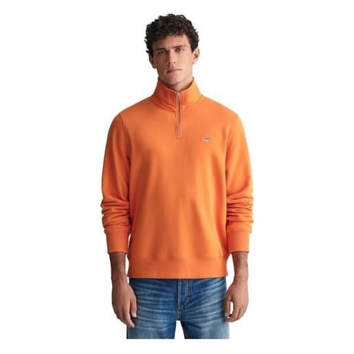 GANT reg shield-felpa con mezza zip maglia di tuta, arancione zucca, xxl uomo