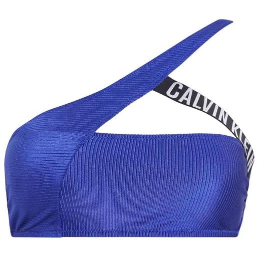 Calvin Klein top bikini donna one shoulder bralette senza ferretto, blu (midnight lagoon), xs