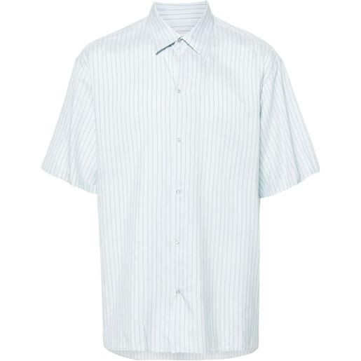 Lanvin pinstriped press-stud shirt - blu