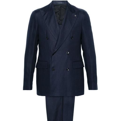 Tagliatore double-breasted linen suit - blu