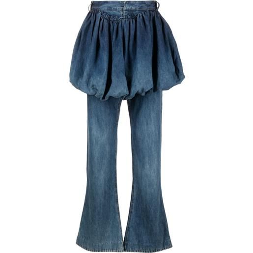AARON ESH jeans dritti con design a strati - blu
