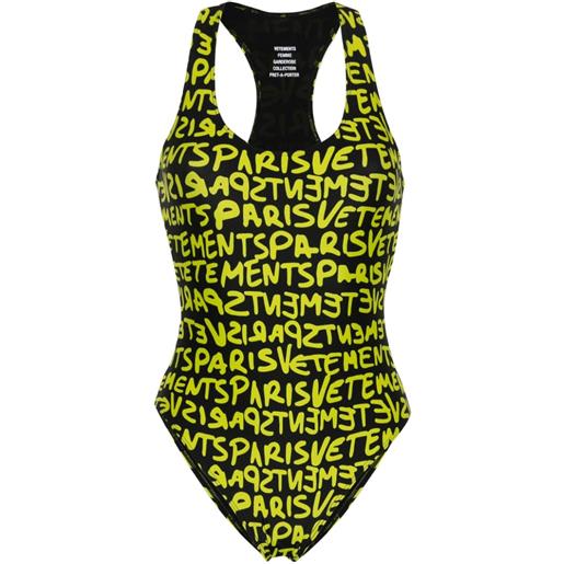 VETEMENTS logo-print swimsuit - nero