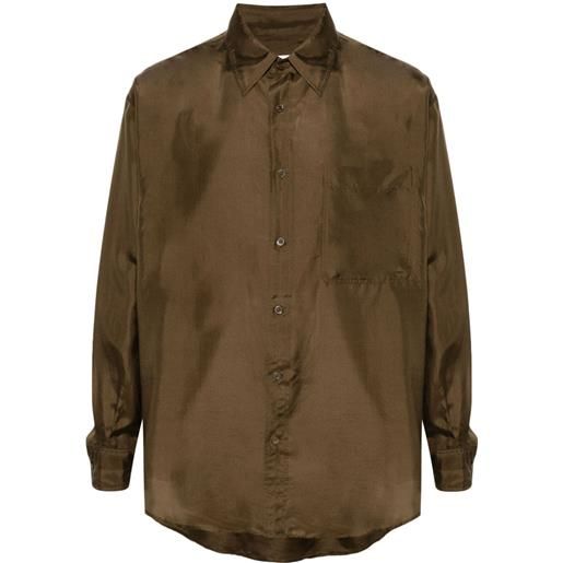 LEMAIRE straight-collar silk shirt - marrone