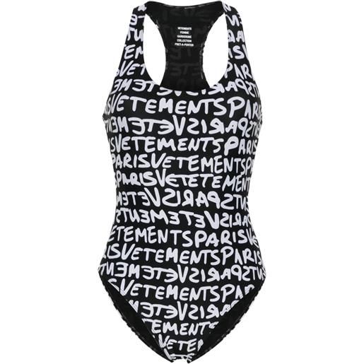 VETEMENTS logo-print swimsuit - nero