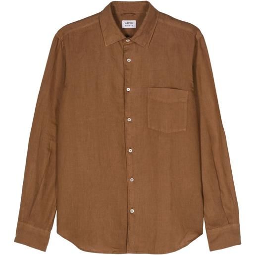 ASPESI long-sleeve linen shirt - marrone