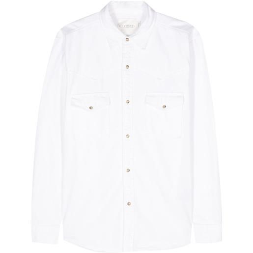 Closed western-style cotton shirt - bianco