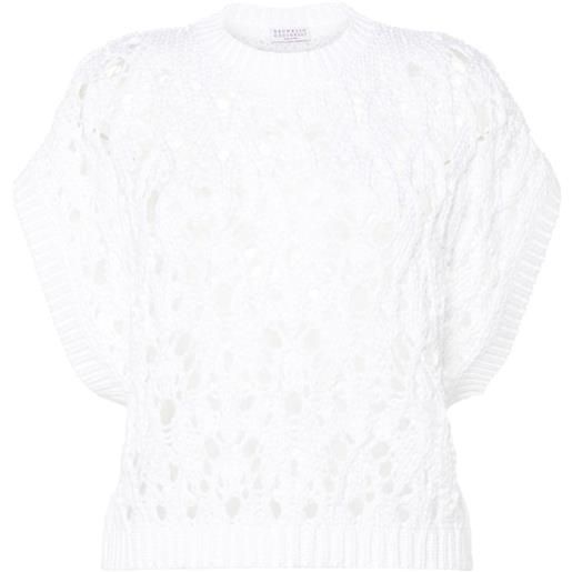Brunello Cucinelli short-sleeve knitted top - bianco