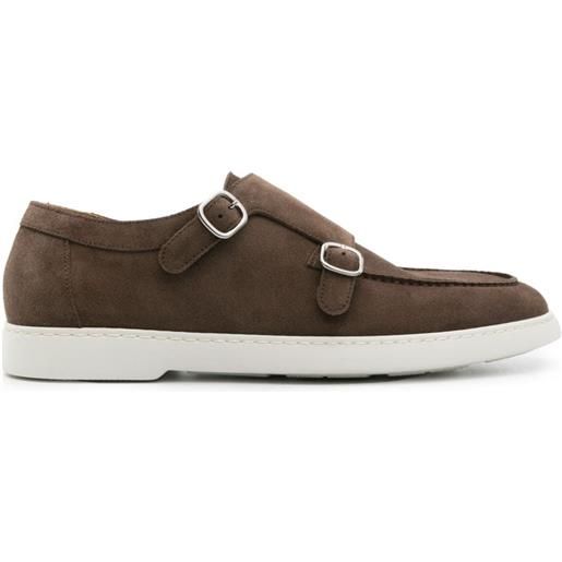 Doucal's round-toe suede monk shoes - marrone