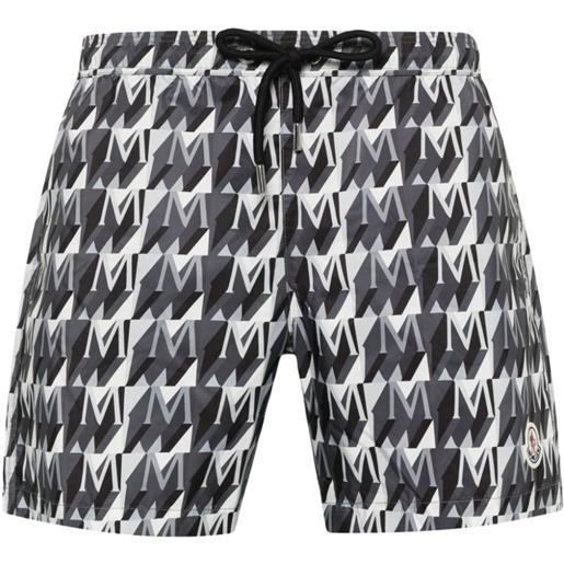 Moncler monogram-print swim shorts - nero