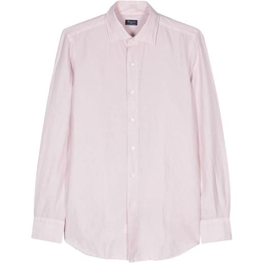 Finamore 1925 Napoli long-sleeve slub-texture shirt - rosa