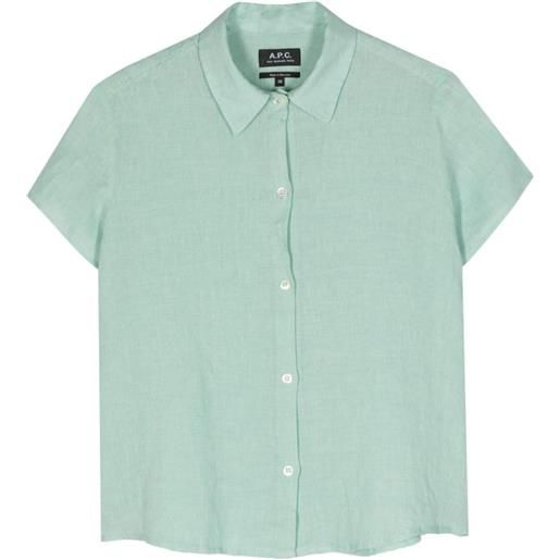 A.P.C. short-sleeves linen shirt - verde