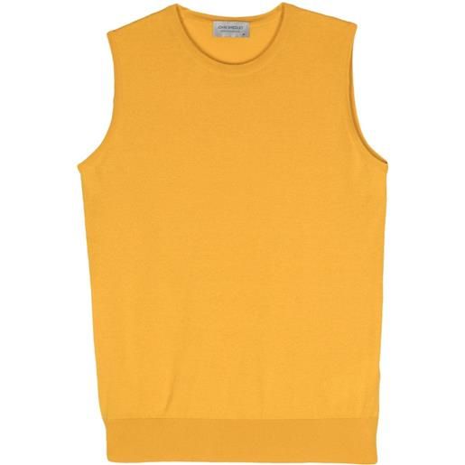 John Smedley fine-ribbed cotton vest - giallo