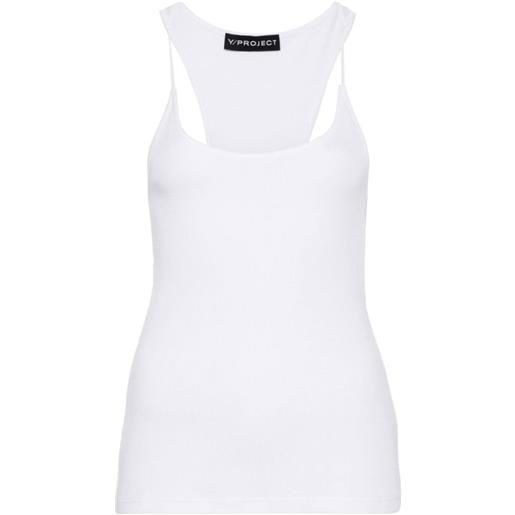 Y/Project transparent-strap ribbed top - bianco