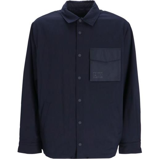 Armani Exchange giacca-camicia con taschino - blu