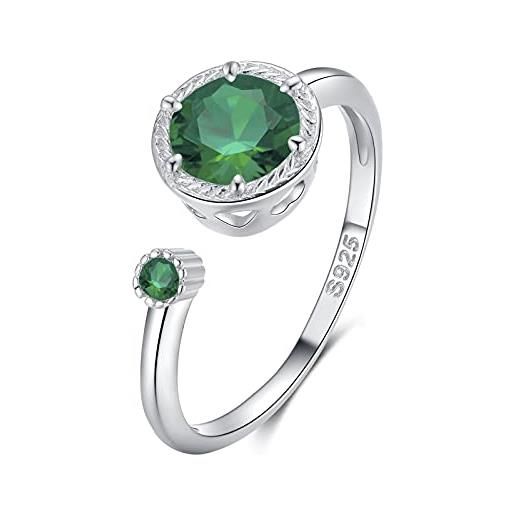 Qings anello aperto di smeraldi, anelli diopside, anello aperto regolabile s925, anelli regolabili donna argento 925