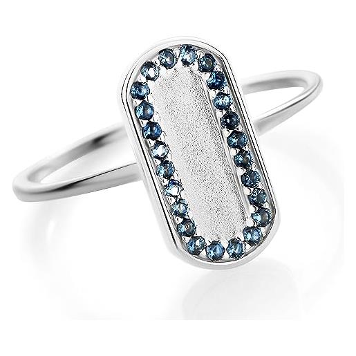 Orphelia anello in argento 925 con zirconio blu misura 50, argento sterling, zirconia cubica