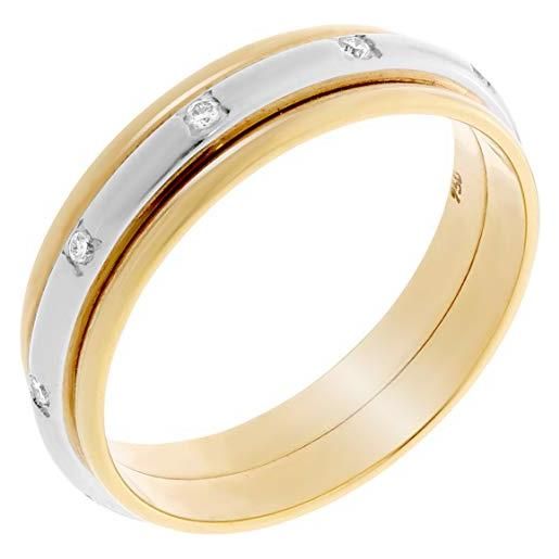 Orphelia anello da donna 750 bicolore parzialmente rodiato diamante (0,10 ct) bianco taglio rotondo - rd-33401, gr. 50 (15.9), diamante