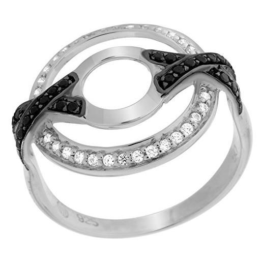 Orphelia dreambase-anello in argento 925 rodiato con zircone nero brillante (15,9) - taglia 50 zr-7095/2/50