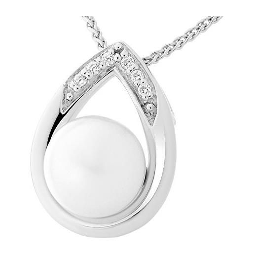 Orphelia ciondolo da donna in argento 925 rodiato con zirconi bianchi taglio brillante perle-zh-7115