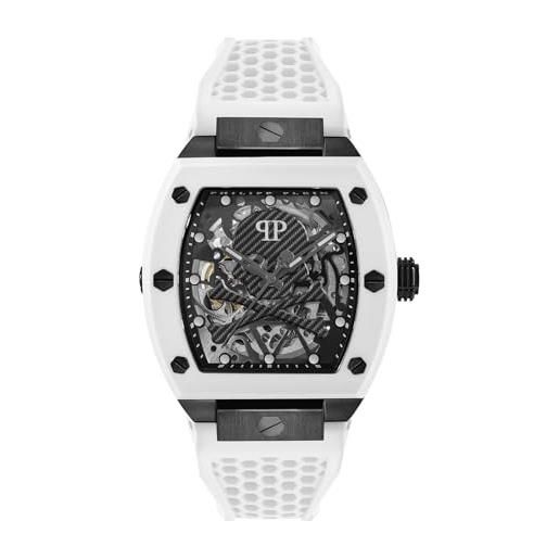 Philipp Plein orologio automatico da uomo the $keleton silicone, bianco/nero - pwbaa2424