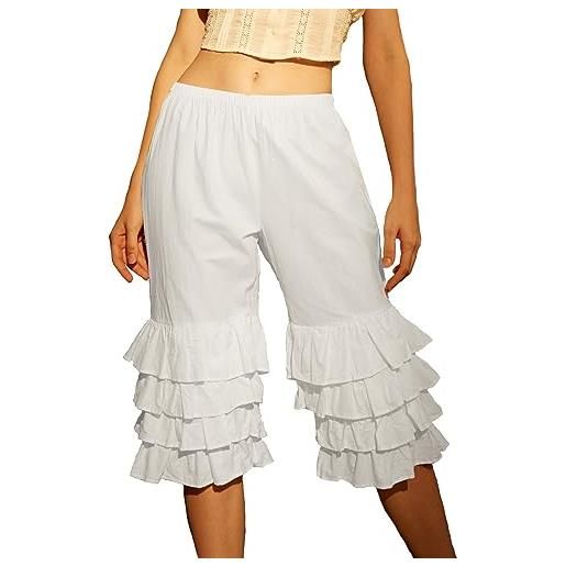 BEAUTELICATE cotone sottovesti a pantalone vittoriano donne mutande sottoveste bloomers pants (avorio - volant a 2 strati, xl)