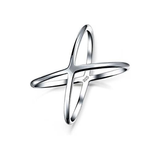 Bling Jewelry delicato sottile aperto moderno semplice geometrico atomico x criss cross anello per adolescenti per le donne. 925 sterling silver