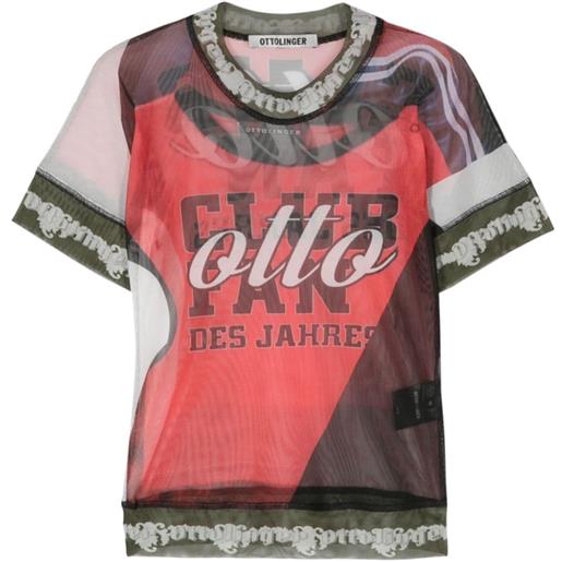 Ottolinger soccer-print mesh crop top - rosso