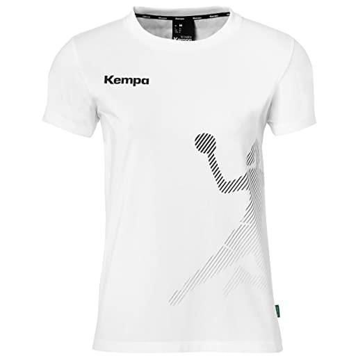 Kempa camicia da donna in cotone con colletto a costine nero e bianco con stampa giocatore sport fitness pallamano, bianco, xxl