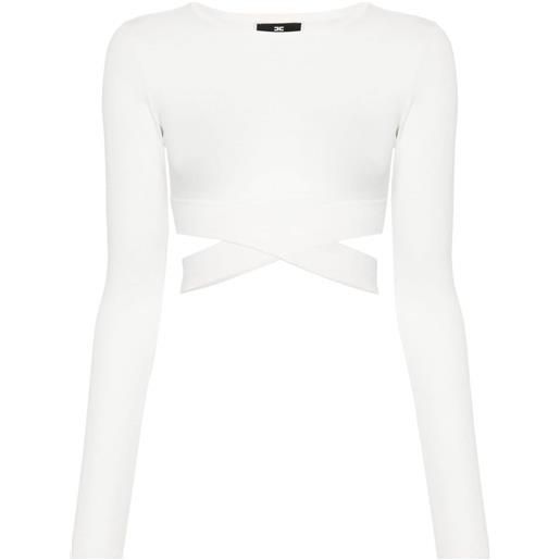 Elisabetta Franchi maglione corto con ricamo - bianco