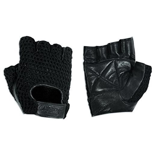 A-Pro, guanti punk senza dita da motociclista, di pelle di bovino nera