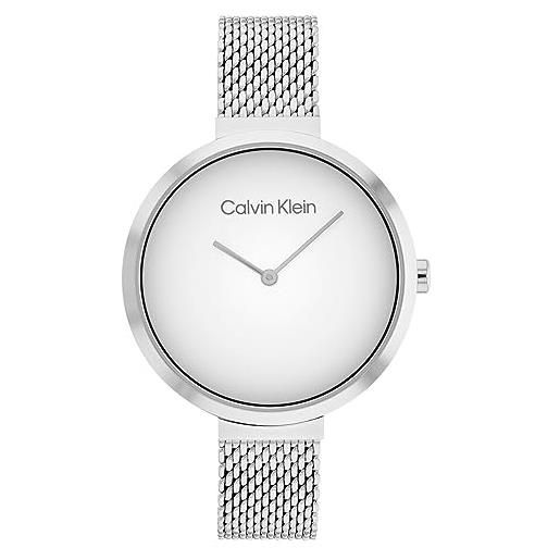 Calvin Klein orologio analogico al quarzo da donna con cinturino in maglia metallica in acciaio inossidabile argentato - 25200079