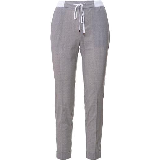HAND pantaloni primavera/estate lana vergine 40 / bianco e grigio