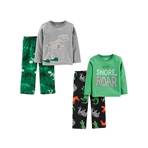 Simple Joys by Carter's 4-piece pajama set (cotton top & fleece bottom) pigiama, dinosauri, 2 anni bambini e ragazzi