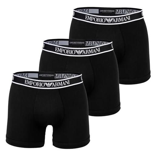Emporio Armani stretch cotton core logoband 3-pack boxer, boxer uomo, nero (black-black-black), xl