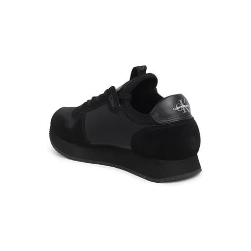 Calvin Klein Jeans sneakers da runner uomo sock laceup nylon-leather scarpe sportive, nero (triple black), 46 eu
