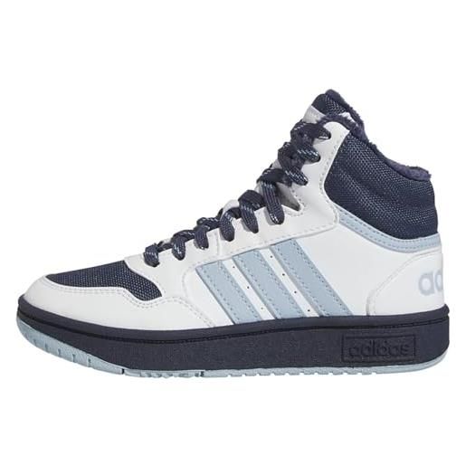adidas hoops mid 3.0 shoes kids, sneakers, ftwr white shadow navy wonder blue, 34 eu