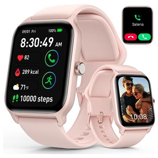 Quican smart watch per donne e uomini, durata della batteria di 7 giorni, compatibile con iso/android, smartwatch impermeabile con chiamate, voce alexa, cardiofrequenzimetro, sleep tracker