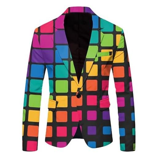 ADEYPCGD blazer per uomo giacca da abito slim fit formale giacca abito tascabile stampato carnevale moda uomo per il tempo libero business casual (hot pink, l)