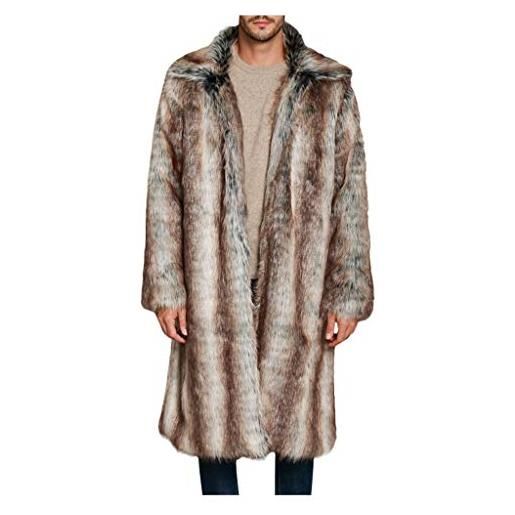 Surfiiy Uomo uomo cappotto di pelliccia ecologica leopardo cappotto lungo cammello parka invernale uomo parka con cappuccio giubbotto uomo inverno cappotto caldo cardigan jacket giacche outwear